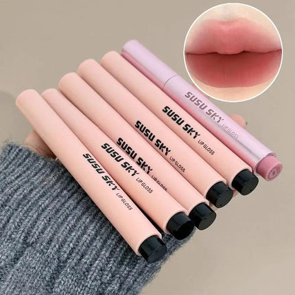 Pearlescent Pink Glitter Solid Lip Gloss Moisturizing Nourishing Water-gloss Crystal Mirror Glass Lip Tint Lipstick Pen Makeup