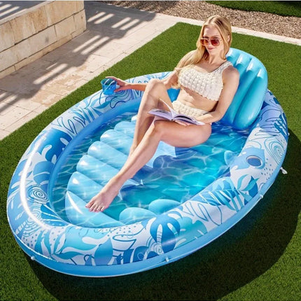 Inflatable Tanning Pool Lounger Float 70" x 50" Pool Floats Adult with Pillow Floatiefor Water Blow Up Kids Ball Pit Party Gifts