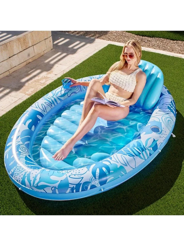 Inflatable Tanning Pool Lounger Float 70" x 50" Pool Floats Adult with Pillow Floatiefor Water Blow Up Kids Ball Pit Party Gifts