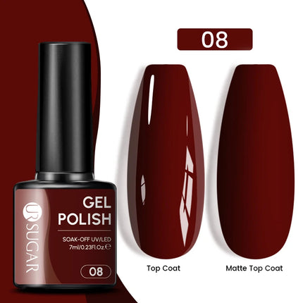 UR SUGAR 7.5ml Dark Wine Red Nail Gel Polish Autumn Gel Paint Nail Art Semi Permanent Nail Art Manicure Soak Off LED UV Nail Gel