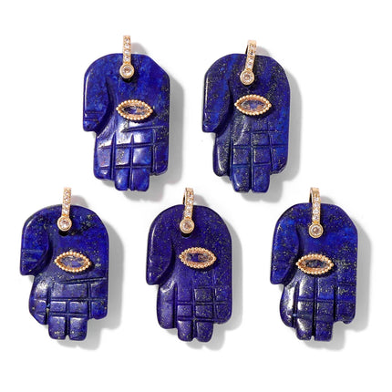Blue Lapis Lazuli Pendant Gems Cross Hand Oval Shape Natural Stone Lapis Lazuli Charms for Jewelry Making Necklace DIY Bracelet
