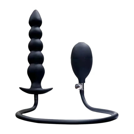 Expansion Diameter 14cm Inflatable Dildo Anal Plug with 5 Beads Built-in Silicone Column Huge Butt Plug Ass Dilator Anal Sex Toy