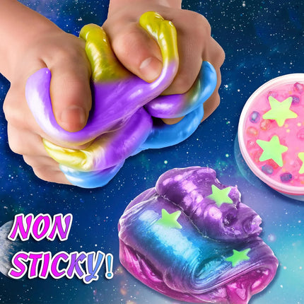 Magical Starry Sky DIY Slime Kit Fluffy Bubble Slime Fun Sensory Play Supplies for Kids Craft Party Birthday Gifts