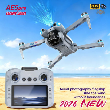 2026 AE5 Max Drone 8K HD Quadcopter with 4.5' Screen Control 20 Min Battery Headless Mode 360° Flip Mini Helicopter Toy for Kids