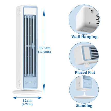 Portable Air Conditioner Fan 3600mAh Quiet Desktop Tower Fan Wall Circulating Fan 0-100 Speeds Adjustable Cooling Fan for Home