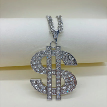 Classic European and American men's golden dollar logo necklaces and Cuban chains, hip-hop money dollar pendants, music festival