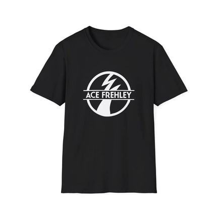 KISS Ace Frehley Signature Logo T-Shirt: Navy Base with Iconic Lightning Symbol & Name Design Fan Merch T-shirt