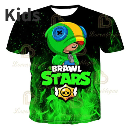 Brawling-Heros 6 To 19 Years Kids Shark T Shirts Mr.P Game 3D Boys Girls Cartoon Tops Teen Clothes