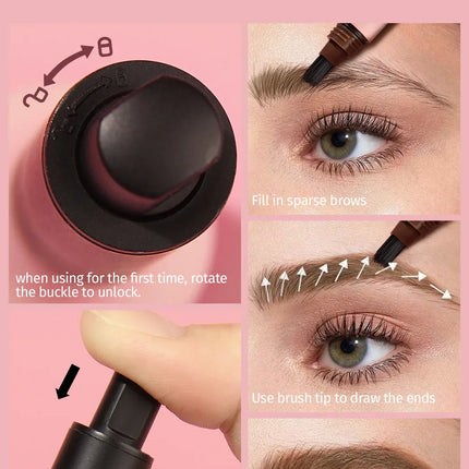 Wild Eyebrow Pencil Square Angled Brush Velvet 3D Brow Dye Cream Hairline Anti-smudge Waterproof Multifunction Eyebrow Tint Pen