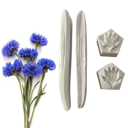 2pcs/set Cornflower Silicone Mold DIY Pastry Cake Fondant Leaf Mould Chocolate Flower Ice Clay Decoration Kitchen Bake ToolM2878