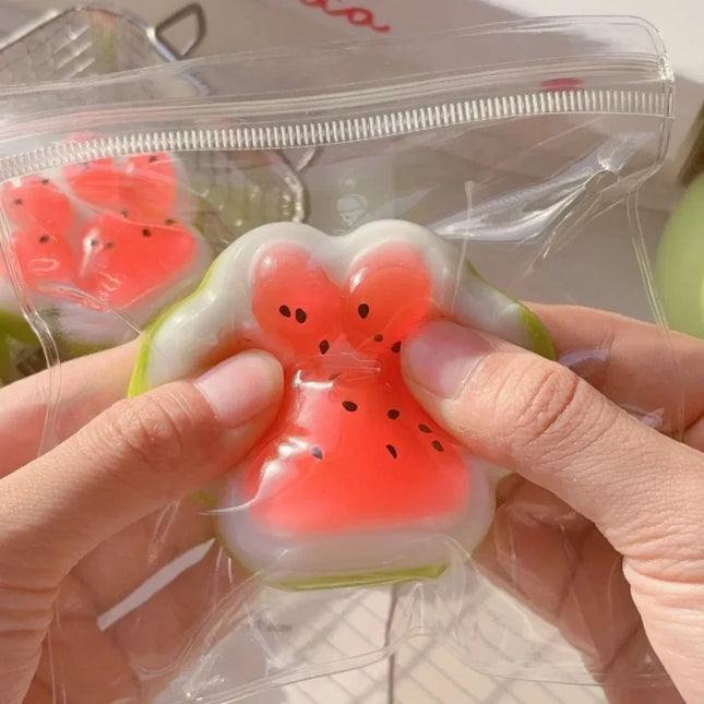 Cute Summer Limited Watermelon Cat's Paw Antistress Foot Squishy Toy, Fidget Toy, Mochi Squishy, Stress Reliever Squeeze Toys