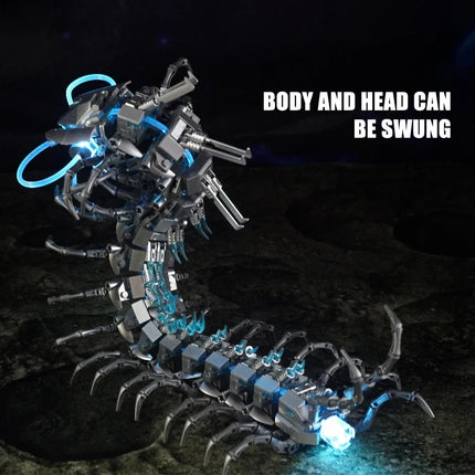 698Pcs MOC Mechanical Centipede Model Building Blocks Set with LED Light Creative Assembly Bricks Toys for Kids Christmas Gifts