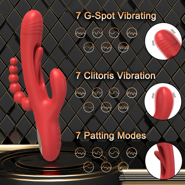 Tapping Flapping Rabbit Vibrator G-Spot Vagina Vibrator for Women Clit Anal Stimulator Female Masturbation Sex Toy for Women