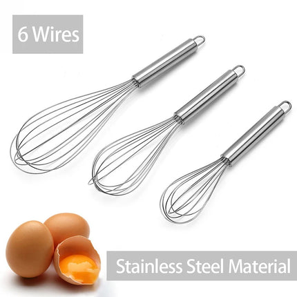 Stainless Steel Mini Whisk Kitchen Cuisine Manual Egg Beater Whisks and Mixer 6 Wire Manual Frother Mini Whip