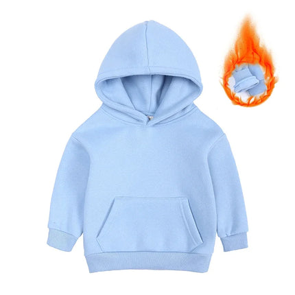 2026 Custom Winter Kids Boys Girls Clothes Children Hoodies Soild Cotton Thicken Fleece Sweatshirts Toddler Sport Pullover Top