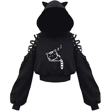 2021 Amazon European New Style Cute Cat Y-Back Sweatshirt Crew Neck China Made Other Patterned Hooded Sweatshirt For All Seasons