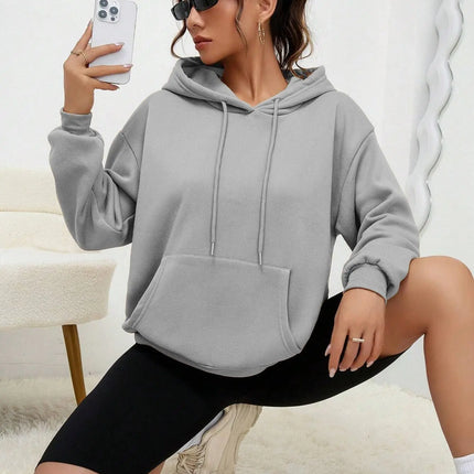 Solid Color Hoody For Female Autumn Fashionable Clothing Casual Fleece Pocket Hoodies Multicolor Unisex Women Streetwear