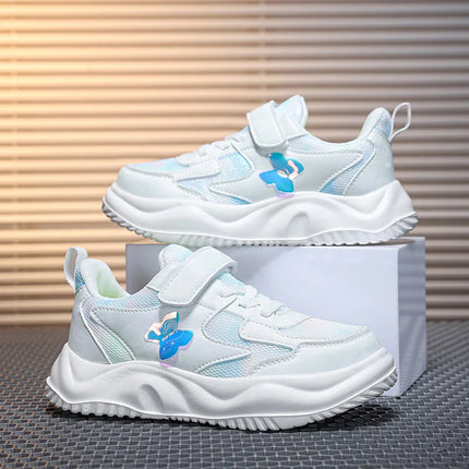 Childrens Sports Shoes Spring Fashion Butterfly Girls Leather Pink Breathable Antislip Light Casual Flat Kids Running Shoes