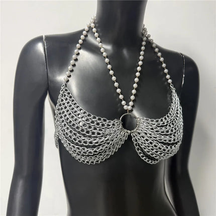 Summer Women Metal Chain Tank Top Sexy Hollow Out Backless Deep V Neck Halter Neck Crop Top Rave Party Nightclub Camisole New