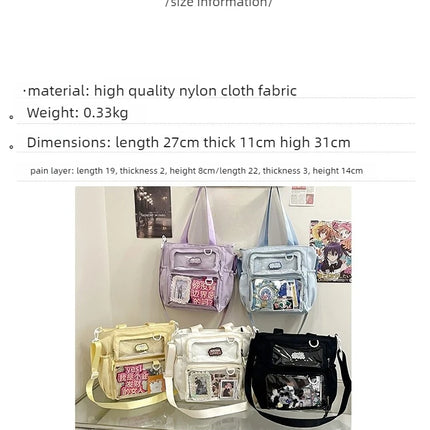 New Y2K Sweet Girl's Ulzzang Ita Bag Large-capacity Crossbody Bag Japanese Comic Exhibition Single Shoulder Bag with Insert