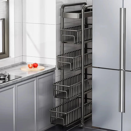 Slim Rolling Storage Cart Narrow Gap Kitchen Storage Rack with Wheels Pantry Organizer Shelf Bathroom Laundry Trolley 3/4/5 Tier