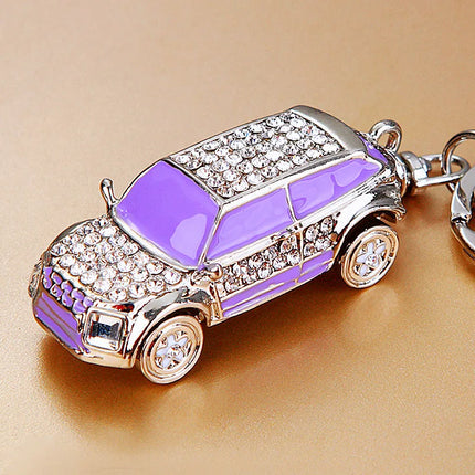 Hot Mini Car Keychain Rhinestone Car Keychain Key Rings for Men Women Car Decorations Perfect Christmas Gifts Kids Toy Gift