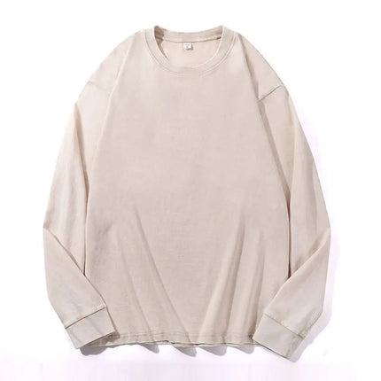 Y2K Fashion Men's Streetwear Black T-Shirt Autumn New Washed Cotton Vintage Solid O-Neck Long Sleeve T-Shirt For Men Techwear