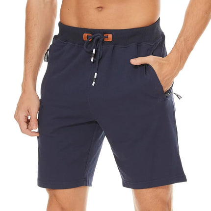 Drawstring Men's Cotton Shorts, Cozy Fit Slim Elastic Sports Shorts Man Casual Running Trendy Sweatpants Male Clothing