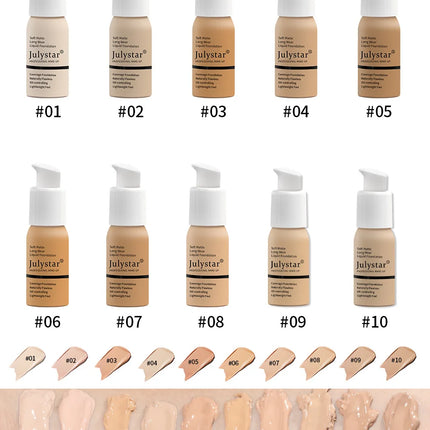 Julystar 10 Colours Matte Moisturising Finishing Foundation Waterproof Long Lasting No Makeup Removal Face Concealer Powder