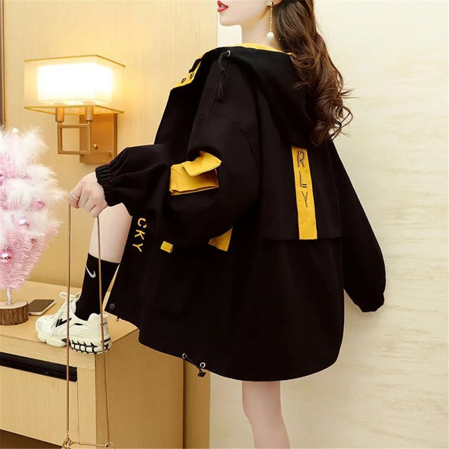 2026 Fashion Work Jacket Harajuku Streetwear Kpop Hoodie Women Punk Tops Vintage Ulzzang Autumn Boyfriend Patchwork Jacket Femme