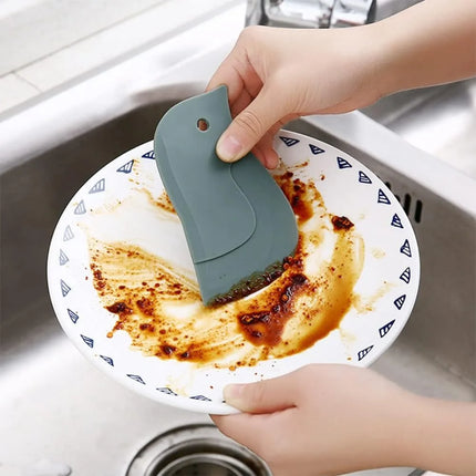 Penguin Shaped Silicone Kitchen Scraper, Flexible Non-Scratch Cleaning Tool for Baking Residue & Grease, Safe for Stainless Steel Surfaces & Sink Washing