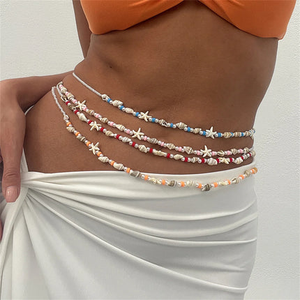 IngeSight.Z 3pcs/set Boho Starfish Conch Beads Waist Belly Chain for Women 2025 New Summer Beach Sexy Bikinis Body Jewelry Gift