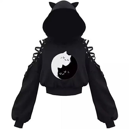 2021 Amazon European New Style Cute Cat Y-Back Sweatshirt Crew Neck China Made Other Patterned Hooded Sweatshirt For All Seasons