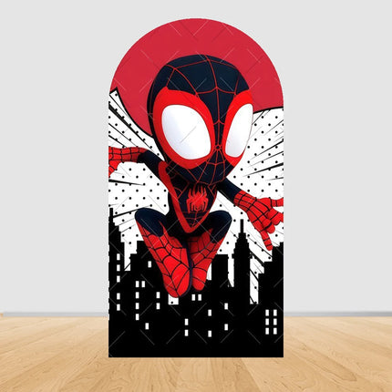 Spider Man Arch Backdrop Cover Web Pattern Design For Boys Birthday Party Superhero Theme Photo Booth Background Decor Prop