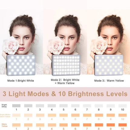 LED Portable Clip-on Selfie Light; Video Conference Lighting, 3 Lighting Modes, Suitable for iPhone Camera Laptop