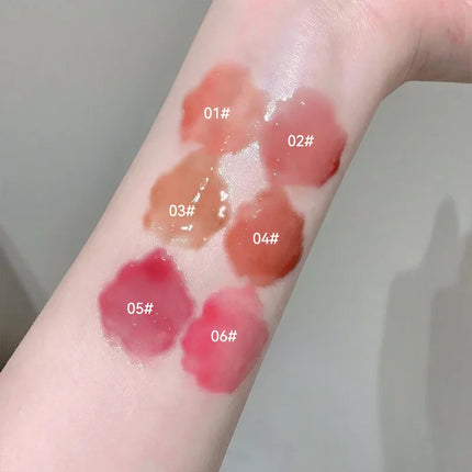 Kakashow Mirror Watery Lip Gloss Iron Brush Head Jelly Lipgloss Moisturizing Lip Tint Lipstick Nature Nude Lips Makeup Cosmetics