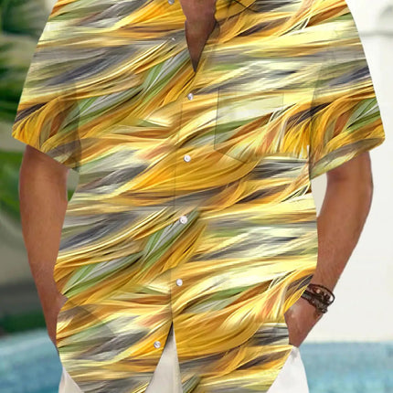 New Hawaii Spring/Summer Fashion Leisure Street Walk Tourist Beach Printed Full Open Short Sleeve Button Shirt, Quick Shipping