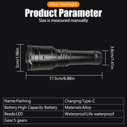 Flashlight Lighter & Power Bank Combo,Rechargeable,Zoomable Super Bright Beam,5 Modes Flashlight for Outdoor Camping Emergency