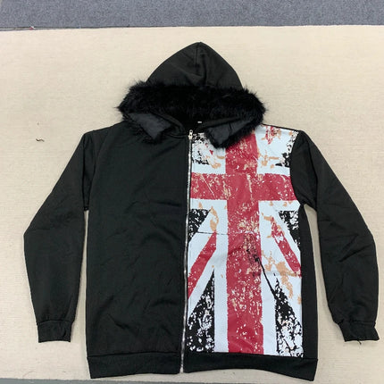 Winter Punk Style Distressed Union Hoodie women Fashion Retro Grunge Zip-up Sweatshirt Streetwear Oversized Hooded 2025 New