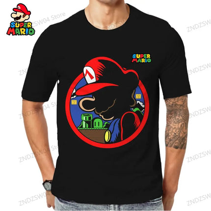 Short Sleeve Men's Children's T-Shirt Y2k Super Mario Mens Clothes 2026 Harajuku Style Parent-child Wear Quick Dry 3D Print Tops