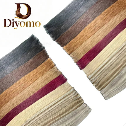 Diyomo Genius Weft Human Hair Extensions 100G Remy Human Hair Invisible Brazilian Hair Extensions Hair Bundles