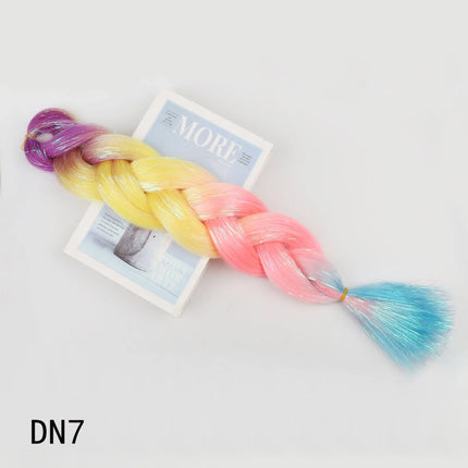 Sparkle Shiny Braiding Hair Pre Stretched Kanekalon Tinsel Crochet Hair Extensions For Girls Dazzles Women Hippie Synthetic