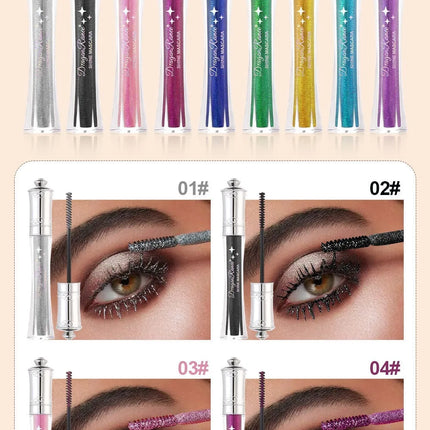 Black Sparkling Mascara Colorful Diamond Waterproof Smudge-Proof Curl Thick Eyelash Extension Glitter Mascara Big Eyes Makeup