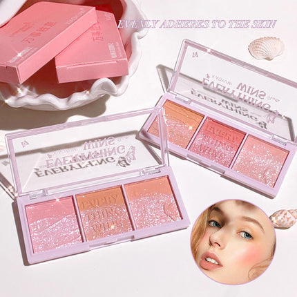 Secret Garden three-color blush eye shadow almond milk tea nude makeup natural color enhancement long-lasting powder