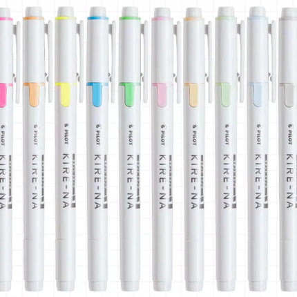 PILOT KIRE-NA Highlighter Pen Set Dual Tip Colroed Highlighter Pastel/Basic Chisel/Fine Tip, Quick-Dry Pigment Ink, SKIW-1-5C1