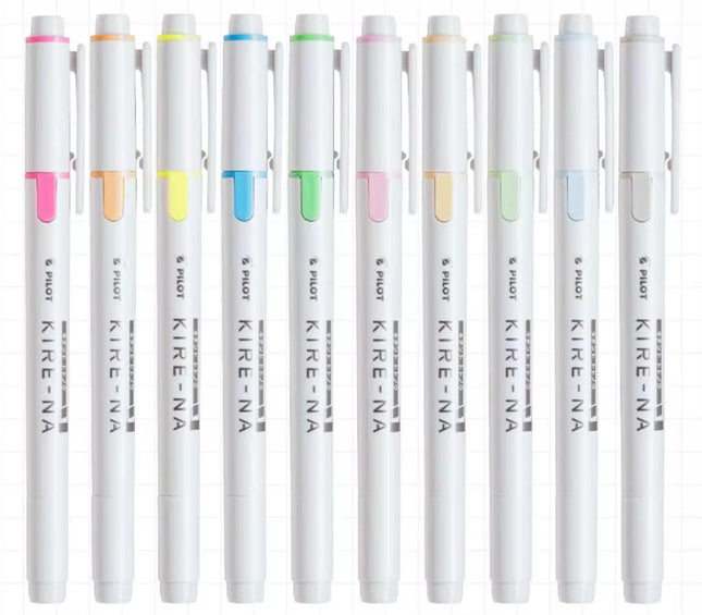 PILOT KIRE-NA Highlighter Pen Set Dual Tip Colroed Highlighter Pastel/Basic Chisel/Fine Tip, Quick-Dry Pigment Ink, SKIW-1-5C1