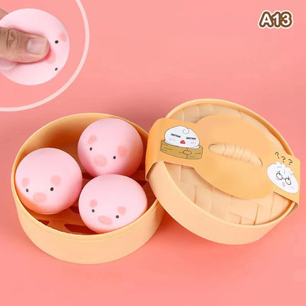 1Pc/Set Simulation Dumpling Steamed Bun Squeeze Toy Soft Stress Relief Fidget Toy Anxiety Relief Decompression Dough Toy