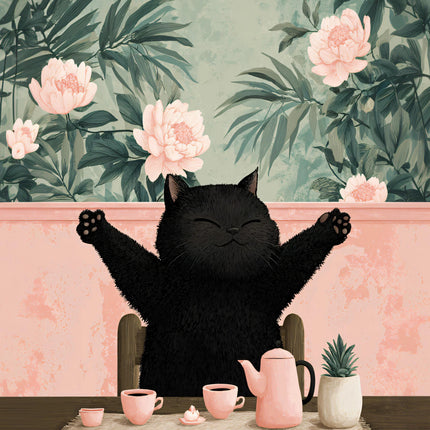 Japandi Black Cat Poster Minimalist Asian Cat Prints Canvas Painting Minimalist Japanese Wall Art Pictures Home Room Decoration