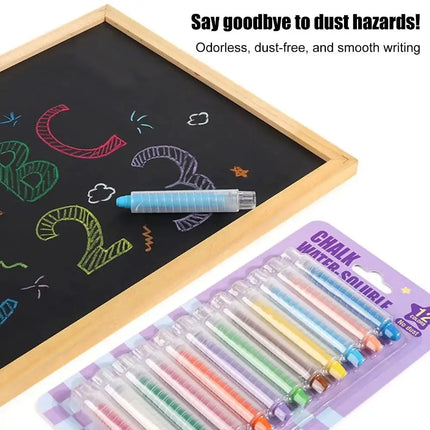 Creative 6/12 Colors Dustless Chalk Water Soluble Non-Toxic Drawing Crayons Easy Cleanup Anti-Stain Washable Chalk Outdoor Play
