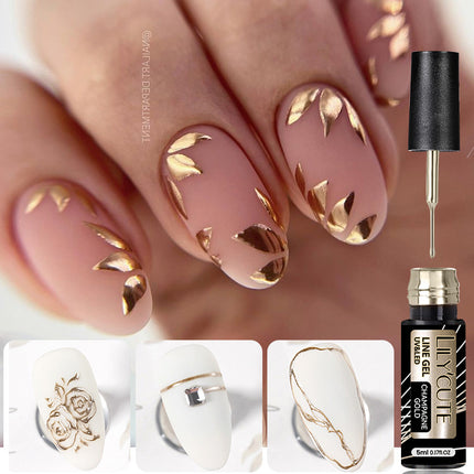 LILYCUTE 5ml Super Bright Silver Metallic Painting Liner Gel Nail Polish Drawing Stripe Graffiti Mirror Pull Line UV Gel Varnish